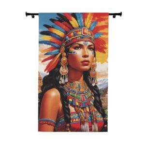 Inca-inspired vibrant spirit window curtain