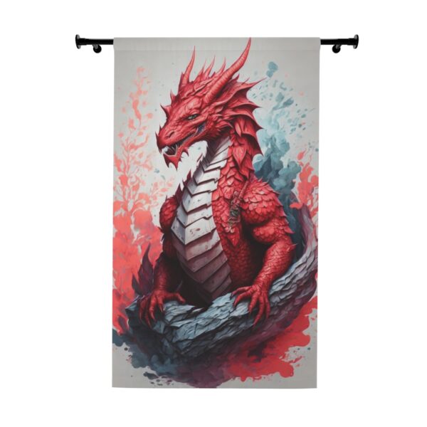 Striking red dragon window curtain