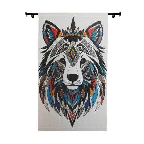 Artistic tribal spirit animal wolf window curtain