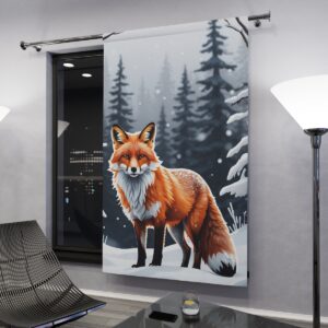 Fox in a snowy forest window curtain