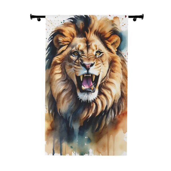 Majestic roaring lion window curtain