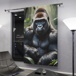 Majestic gorilla in the jungle window curtain