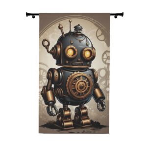 Steampunk retro robot window curtain