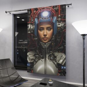 Cybernetic figure fusion technology human elegance window curtain