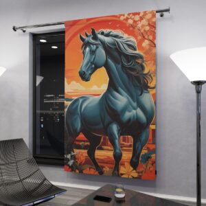 Majestic horse in vibrant colors window curtain