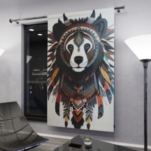 Bear spirit animal design window curtain