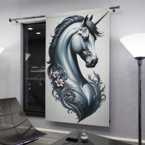 Majestic unicorn design window curtain