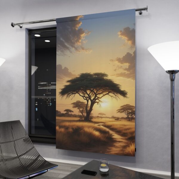 African savanna sunset landscape window curtain