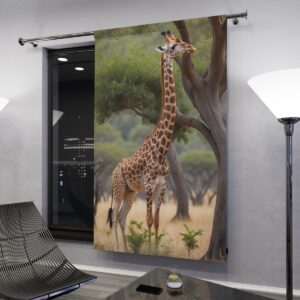 Graceful giraffe in the savannah window curtain