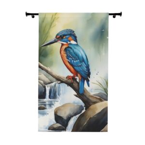 Kingfisher bird design window curtain