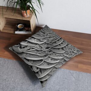 Cushion cover with layered spiral pattern in grayscale unfolding mystery and depth