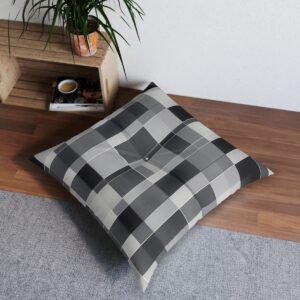 Understated elegance moiré pattern tufted floor pillow in modern space