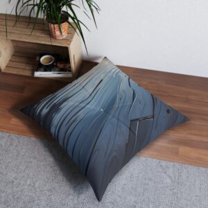 Moonlit lake wood grain floor pillow with serene ambiance