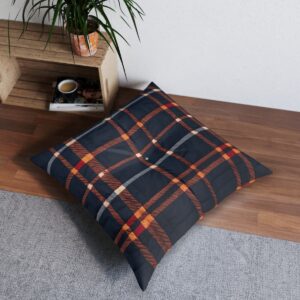 Hearthside plaid floor pillow with quilted design