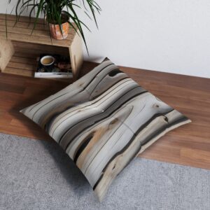 Shoreline driftwood floor pillow with weathered texture