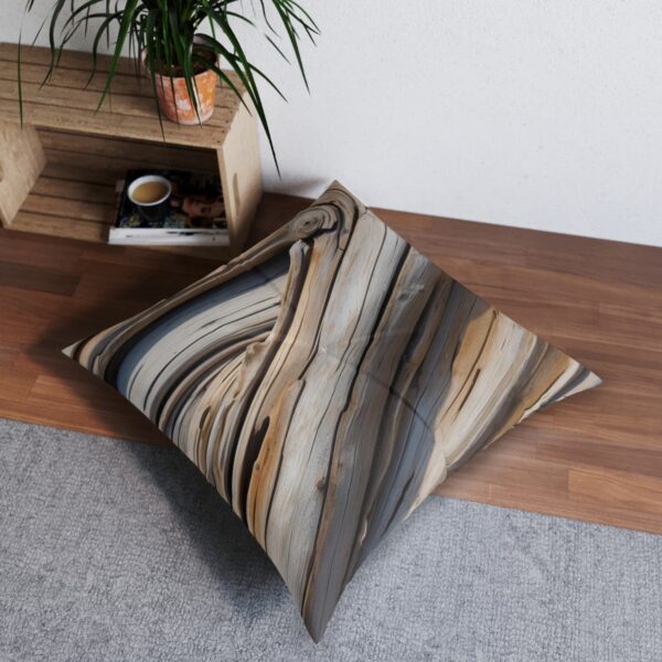 Oceanic driftwood floor pillow with unique texture lines