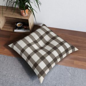 Countryside chic plaid floor pillow in contemporary comfort style