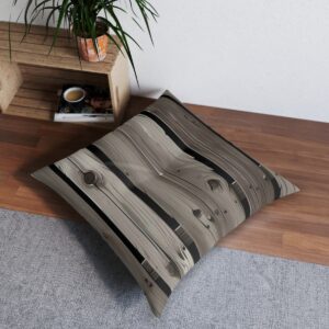 Distinctive wooden plank effect tufted floor pillow