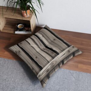 Wooden plank design cushioned tufted floor pillow