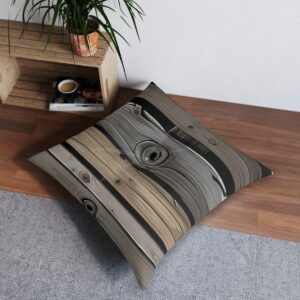 Detailed wooden plank pattern tufted floor pillow