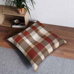 Earthy neutral stripes tufted floor pillow