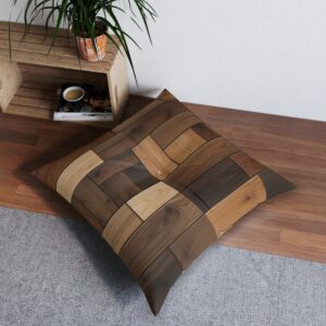 Chic geometric wood shades tufted floor pillow