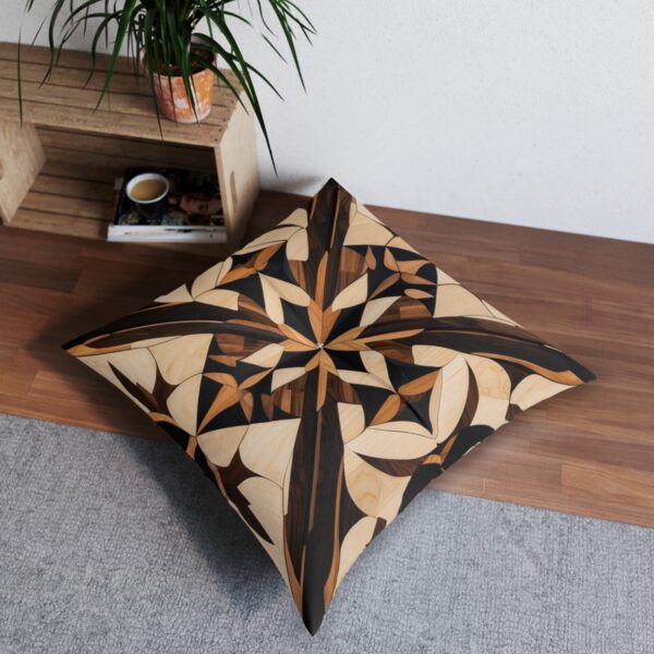 Dynamic geometric pattern tufted floor pillow