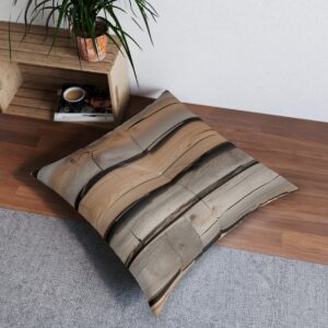 Floor pillow with tufted design mimicking wooden planks