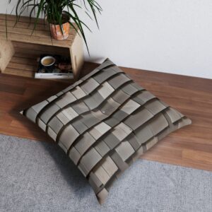 Overlapping shingle design floor pillow in soft grey tones