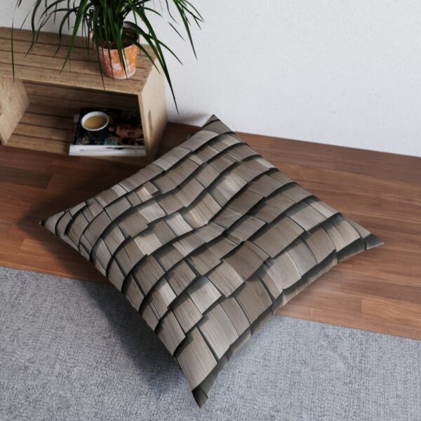 Floor pillow with wooden shingles design in weathered look