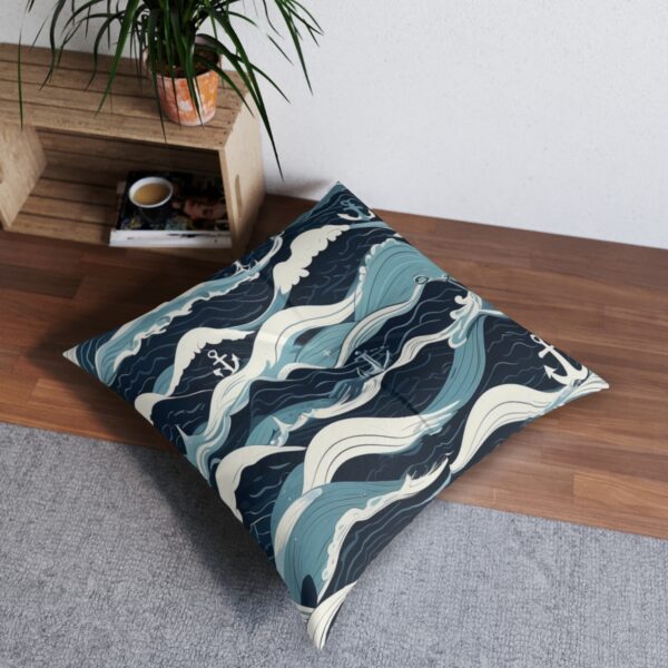 Beautifully stylized wave motif tufted floor pillow