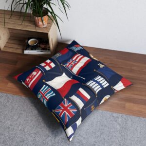 Variety of international maritime flags tufted floor pillow