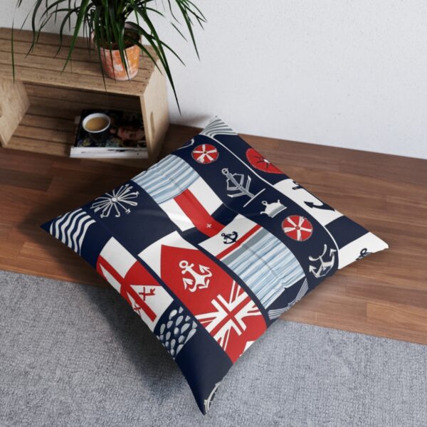 Tapestry of various maritime flags tufted floor pillow