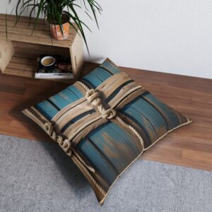 Weathered barrel and thick rope pattern tufted floor pillow