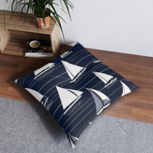 Sailboat floor pillow for a maritime-themed room