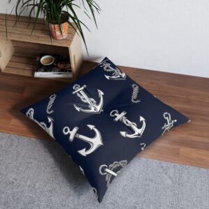 Nautical floor pillow with timeless anchor design