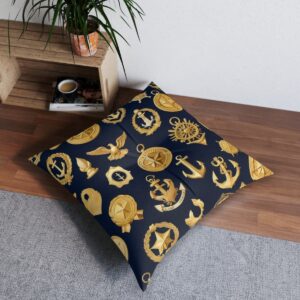 Distinguished naval medals tufted floor pillow with maritime honor design