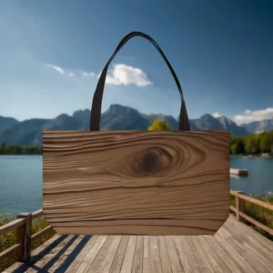 Weekender tote bag with realistic natural wood grain pattern