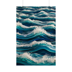 abstract depiction of ocean waves in motion poster