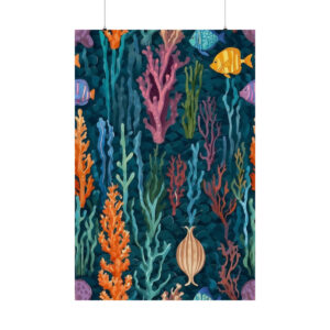 colorful underwater scene with coral and fish poster