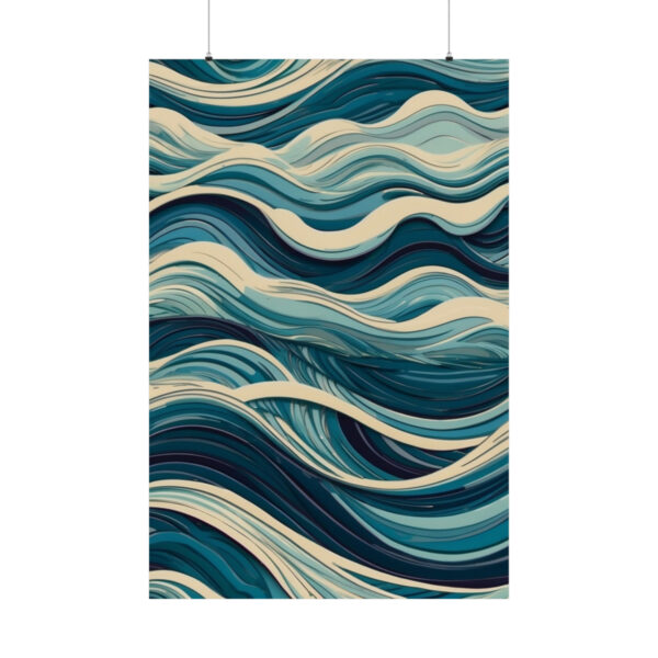 abstract flowing ocean waves poster