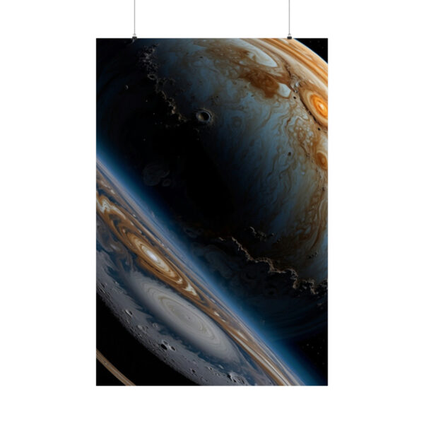 close-up view of Jupiter's swirling atmosphere poster