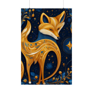 golden fox with intricate patterns poster