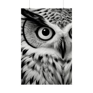 black and white owl close up poster