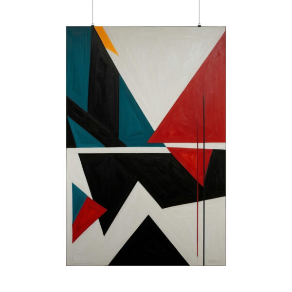 abstract geometric design with bold red, black, blue, and yellow shapes