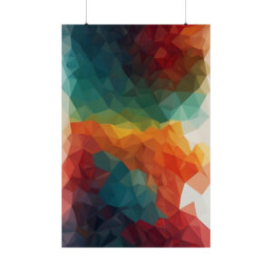 abstract geometric design with vibrant colors blending from blue, green, yellow, and red