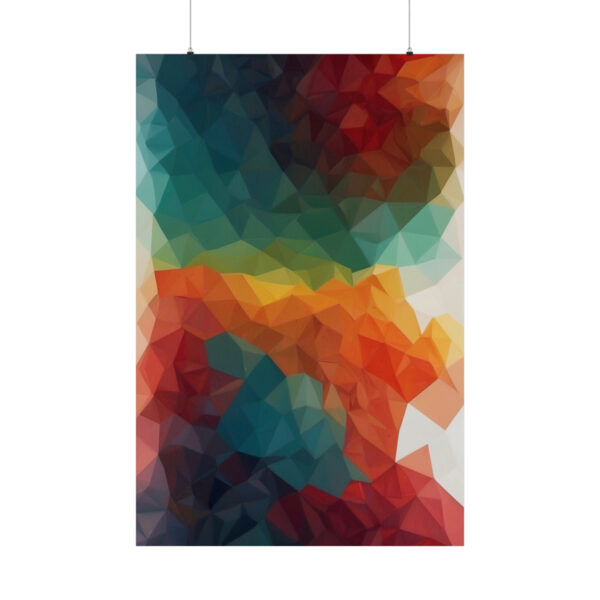 abstract geometric design with vibrant colors blending from blue, green, yellow, and red