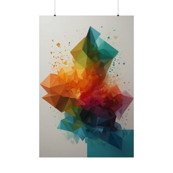 abstract geometric design with vibrant orange, yellow, green, and blue shapes