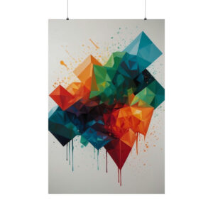 abstract geometric design with vibrant colors and dripping paint effect