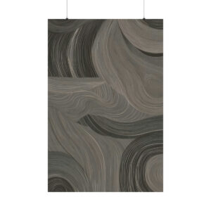 abstract flowing curved patterns in dark gray and neutral tones